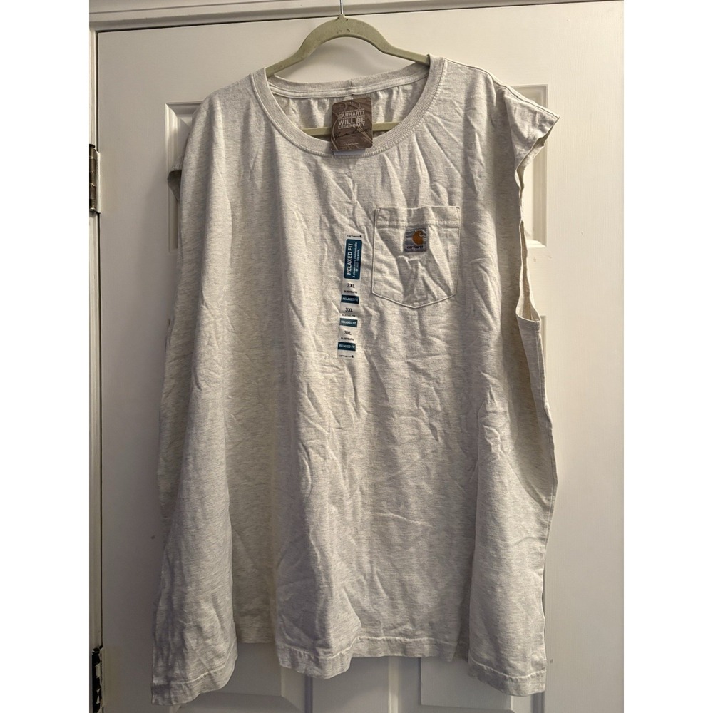 NWT Carhartt Sleeveless Pocket T Shirt Light Gray Mens 3XL Relaxed Fit